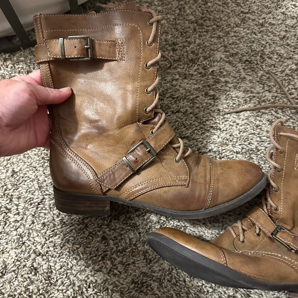 Brown Lace-Up Combat Boots